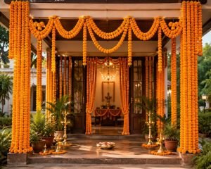 Marubhumi 5-Piece Artificial Marigold Flower Garland