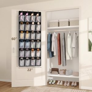 24 Large Pockets Over Door Shoe Organizer