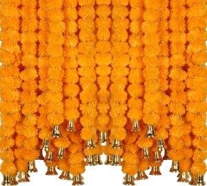 Artificial Marigold Flower Garland – 5 Pack