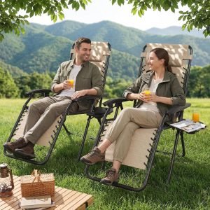 Set of 2 Adjustable Zero Gravity Lounge Chairs