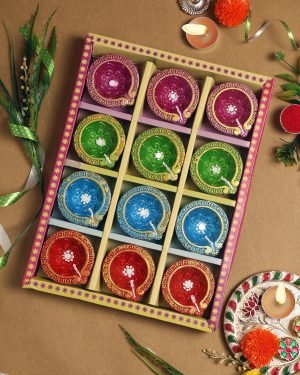 Multicolor Clay Diya for Diwali – 12 Pack