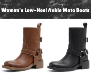 Women’s Low-Heel Ankle Moto Boots