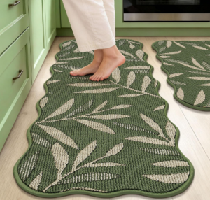 JSEI 3D Leaf Scalloped Kitchen Rugs