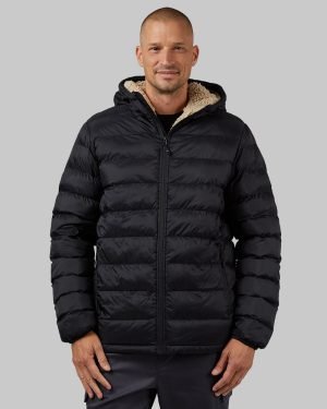 MEN’S HOODED SHERPA-LINED JACKET