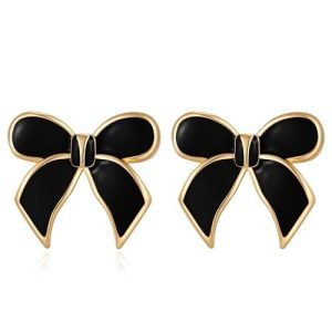 YUJIE Black Bow Earrings
